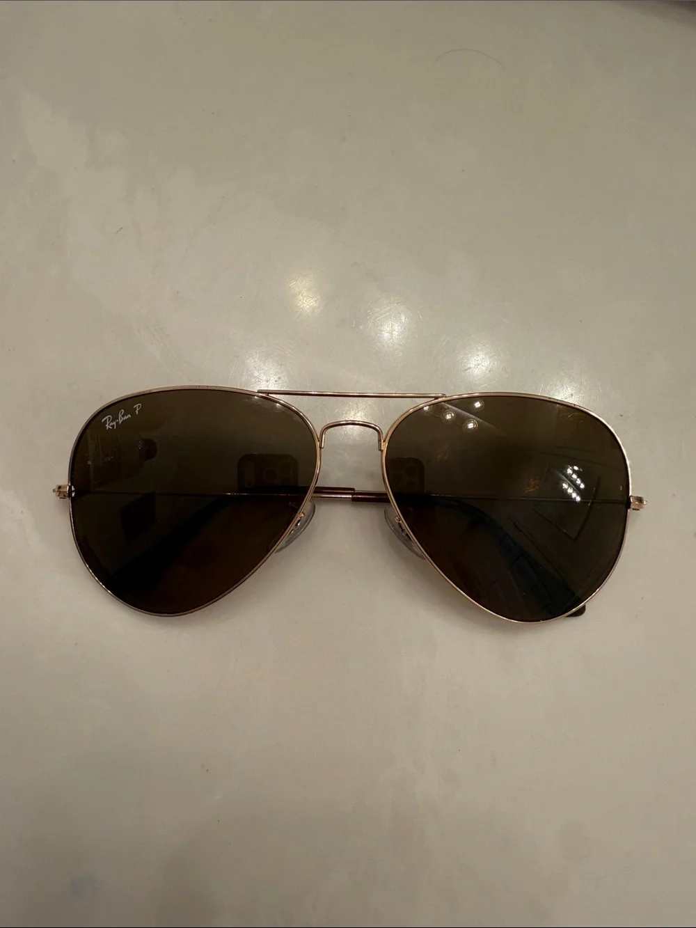 Ray-Ban Aviator Polarized Sunglasses - Brown Lenses with Gold Frame